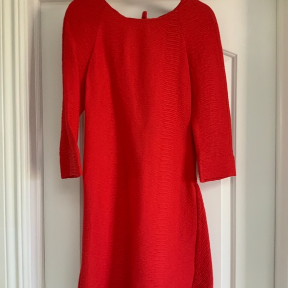 Maje Red Rouge Textured Keyhole Bow Back Rinis Shift New Cocktail Dress - Picture 9 of 9